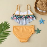 TODDLER Ljetne djevojke Žuta lišća Štampano sitni odmor Dva kupaće kostim kupaći kostim bikini TEEN