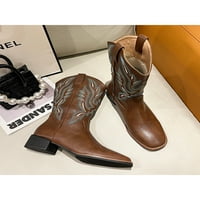 Tenmi Dame Casual Western Cowgirl Boots na otvorenom modna vučna srednja teletska boot hodanje široko-telefne