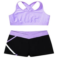 Yizyif Girls Dvoichinewear cvjetni spremnik za ispis sa atletske kratke hlače Outfit Set Lavander 14