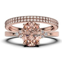 Zasljepljujući minimalistički 2. karat ovalni morgatit i dijamantski movali zaručni prsten, vjenčani