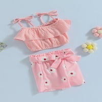Bagilaanoe Toddler Baby Girl Short hlače Postavite cvjetni printirani ručni gornji otvor + kratke hlače