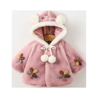 Djevojke toddlera Čvrsta boja plišane slatko cvijeće zečje uši zimski duksevi debeli kaput ogrtač