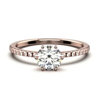 Prekrasna Art Deco 1. Okrugli rez Diamond Moissite zaručni prsten, vjenčani prsten u 10k čvrsto bijelo