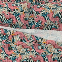 pamučni listovi, kralj set - zmaj maksimalistički tropski ljeto Velika ružičasta svijetla tiskana
