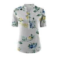 Kakina S Plus Veličina Najveća ljetne majice za žene, ženski kratki rukav V Vreći sa gumb cvjetovitim