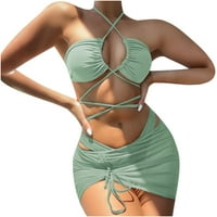 Hinvhai Clearence kupaći kostimi za žene plus veličine Ženski bikini set čvrstih boja trokut kupaćih