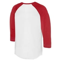 Ženska malena kaučje bijela crvena cincinnati crvena kokice 3 majica sa 4 rukava Raglan