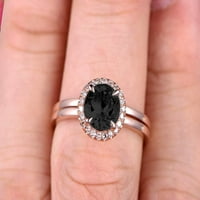 1. Carat okrugli rez crni dijamantni prsten za uključivanje moissan sa običnim podudaranjem na 10k ružičastog