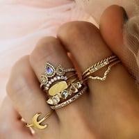 Talus boemian ženski mjesec kronov krilan ručni zglob midi prsten nakit zlatni