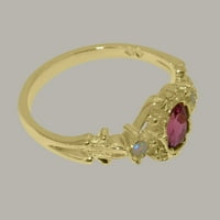Britanci napravio je 10k žuto zlato prirodno ružičasto turmalin i opal ženski Obećani prsten - veličine