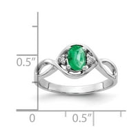 14k bijelo zlato 6x ovalni smaragd pravi dijamantski prsten