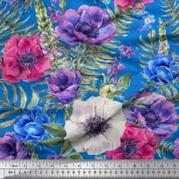 Siamoi Satin svilena tkanina od lišća i anemone cvijeće dekor od tiskanog dvorišta široko