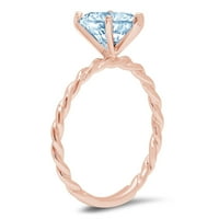 2CT srce za srce - Pasijans - Simulirani plavi dijamant - 14K ružičasto zlato - zaručnički prsten