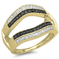DazzlingRock kolekcija 0. Carat 18K crno-bijeli dijamantski ženski vjenčani dvostruki prsten CT, žuto