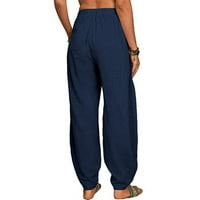 Efsteb pantalone za žene Izlaze hlače Čvrsto boje elastične struke vrećaste hlače sa džepovima Trendne