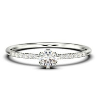 Zasljepljujući Classic Round Cut Diamond Moissite pristupačni zaručnički prsten, vjenčani prsten u sterlingu