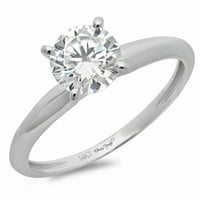 CT sjajan okrugli rez Clear Simulirani dijamant 18k bijeli zlatni solitaire prsten sz 8,75