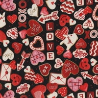 Tkanine bezvremenih blaga Valentine Heart Cookies na crnom