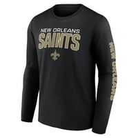 Muške fanatike brendirane Black New Orleans Saints Wordmark Go na udaljenosti dugih rukava majica