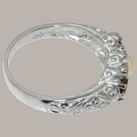 Britanci napravio je 10k bijeli zlatni prsten sa kultiviranim prstenom od ženskog i gornje žene - veličine