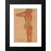 Egon Schiele Crni moderni uokvireni muzej Art Print pod nazivom - Djevojčinski čin