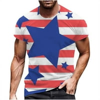 Muški dan neovisnosti Modni kratki rukav Okrugli vrat tiskani ležerne majice za bluzu crvena f xl US: