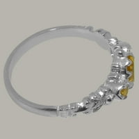 Britanci napravili spektakularni 14K bijeli zlatni prirodni citrinski ženski prsten izjave - veličine