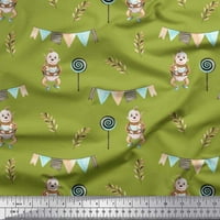 Soimoi Zelena pamučna proizvodna tkanina majmuna i lizalica za zabavu za ispis tkanine sa dvorištem