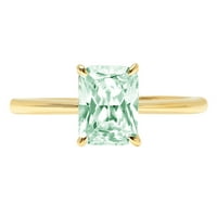 2. CT sjajan zračni rez simulirani zeleni dijamant 14k žuti zlatni pasijans prsten sz 3,75