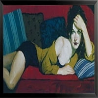 BuyartForf bez uokvirenih kauč u Ed Martinez Art Print Poster Relaxing Sexy Slikanje Plavi zeleni jastuci