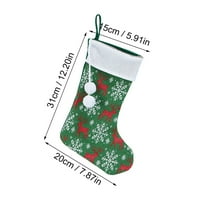 Mveomtd Božić Santa čarapa crvena prekrivača Viseća Sack Xmas kamin Viseći Santa Socks Plišani praznični