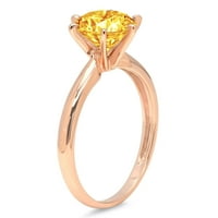 2.5ct okrugli rez žuti prirodni citrinski 18K ružičasto zlatni godišnjica za angažman prsten veličine