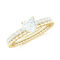Solitaire Moissite Heart zaručni prsten za žene, 14k žuto zlato, SAD 8.00