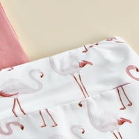 Thefound lijepe djevojke djevojke s odjećom s kratkim rukavima majice + flamingo tiskane kratke hlače