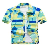 Sanviglor Men bluza lapel na vratu Dugme Down Summer Košulje Comfy Tee Beach majica Green M