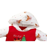 Lieramram novorođenčad beba dječak Moja 1. božićna kapuljača rub odjeća odijela dugi rukav rumper pidžama