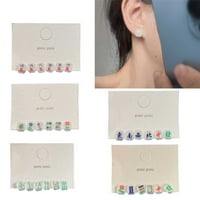 Set Mahjong Lucky Minđuše Kinesko geometrijsko naušnice za naušnice za uši za žene za žene Djevojke