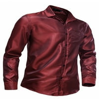 REJLUN muškarci vrhovi rever izrez 70-ih Disco Tunic Majica casual bluza Redovno moglo radno vino crveno