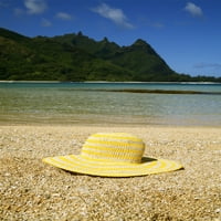 Havaji, Kauai, plaža tunela, još uvijek život žutog slamkanog šešira na plaži. autor: Kicki Witte dizajn