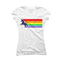 '80-ih Vintage unicorn Rainbow Juniori Bijeli grafički tee - Dizajn od strane ljudi L
