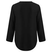 Ženske košulje dugih rukava zatvara se u vratu Čvrsta boja šifon bluza Ležerne prilike Comfy Fall Proring Izlazak iz tuničke vrhove dame odjeću