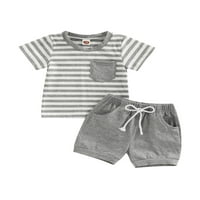 Arvbitana Baby Boys Sportska odjeća za skidanje kratkih rukava Majica + šarama od pune boje Ljetni casual