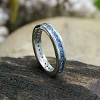 Okrugli rez simulirani plavi akvamarine CZ vječne pojaseve prsten u 14k bijelo zlato preko sterlinga