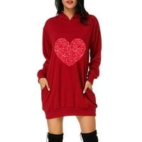 Cvjetni ders tuničke haljine za žene ženske modne otisnute kapuljače džep džep džemper modna haljina