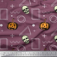Soimoi Crepe Silk tkanina Geometrijska oblika, bundeva i lubanja Halloween tiskana tkanina od tiskane