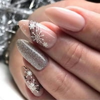 Žene Sjajne umjetničke naljepnice za nokte Žene Snowflake lažni nokti Djevojke Božićne lažne nokte Dugotrajne