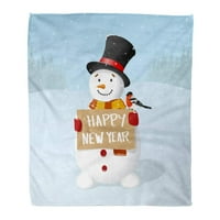 Bacanje pokrivača toplo ugodno ispis flanel crvena prazan snjegović potpisuje sretnu novu godinu Billfingch