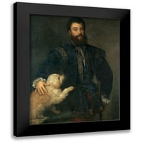 Titian crni moderni uokvireni muzej umjetnički print pod nazivom - Portret Federico II Gonzaga