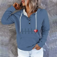 Voncos Hoodies za žene bavi se laganim dugmićima dugih rukava s džepovima pulover košulje tiskanim udobnim