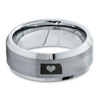 Tungsten Kansas Suncokret državni srčani pojas prsten za muškarce Žene Udobne fit sive koraka Bevel